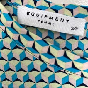 EQUIPMENT SILK Like NEW green geometric prints pocket mini dress geo pattern